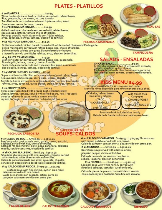 Full Menu - Pericos Mexican Cafe & Bar